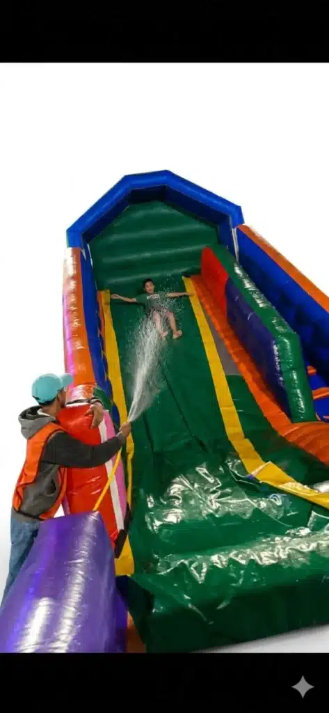 Toboágua gigante inflável colorido disponível para locação em São Paulo